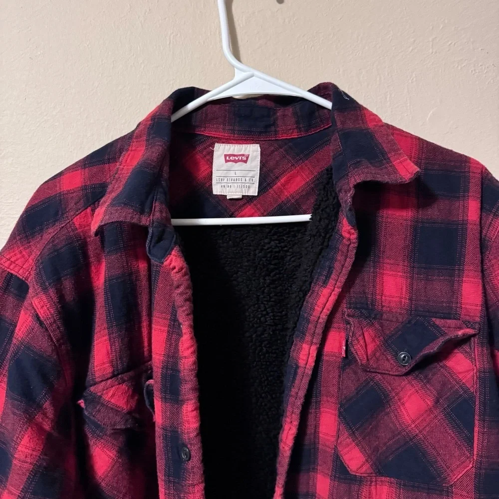 Levi’s buffalo plaid shacket sherpa lined flannel shirt - Picture 2 of 8